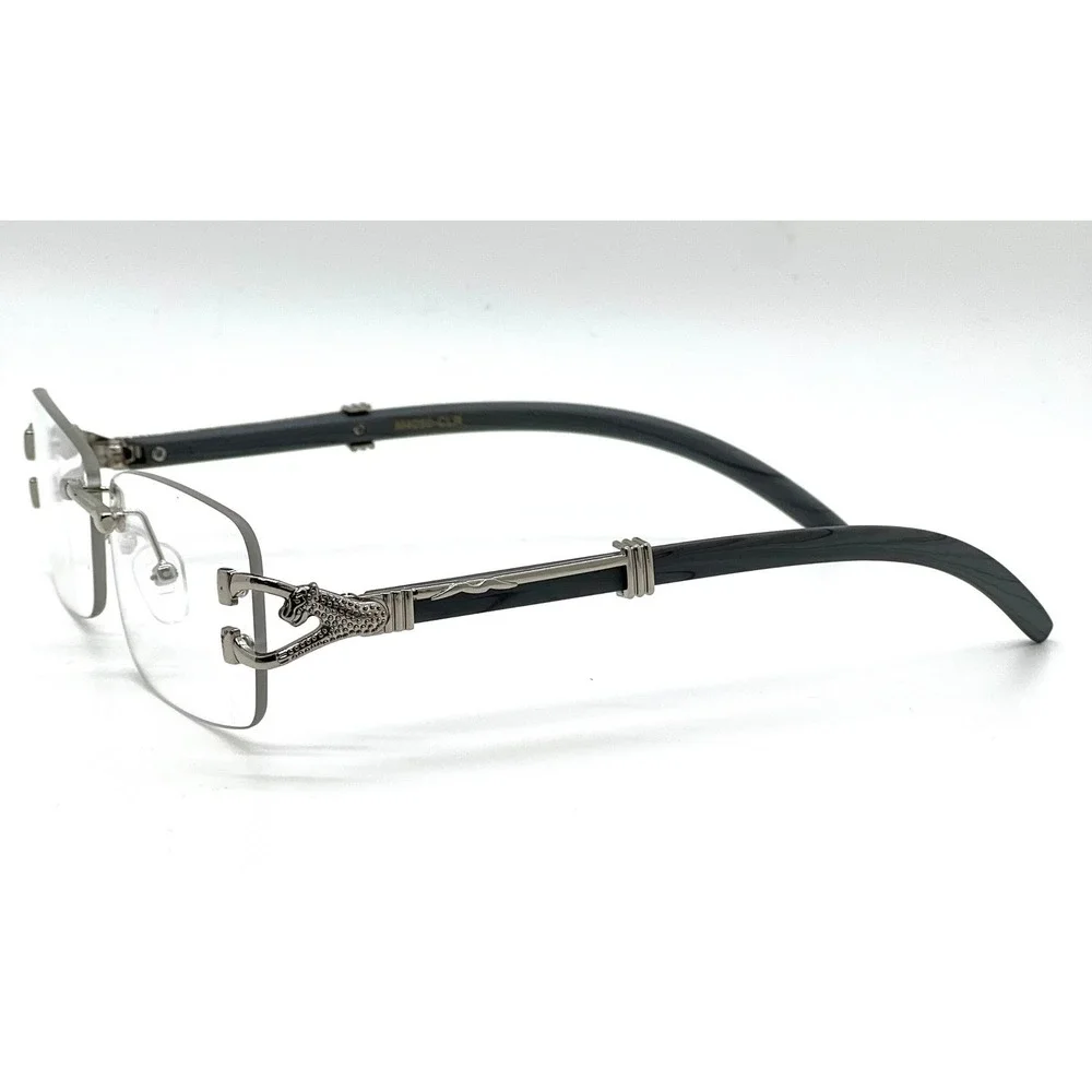 Vintage Men's Hip Hop Oval Clear Lens Retro Rimless Silver Frame Fashion Glasses
